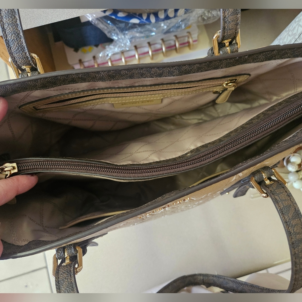 Michael Kors Tan and Black Logo Tote - Picture 3 of 7